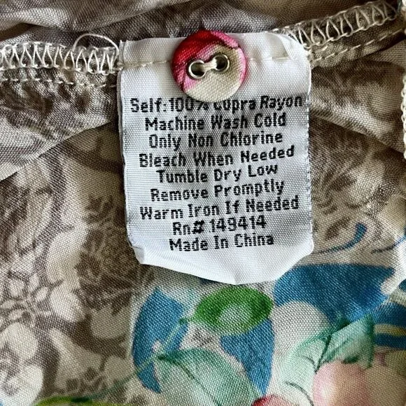 $445 NWOT Johnny Was MILANA Lace Trim FLORAL Maxi Dress Women Size S Long Sleeve